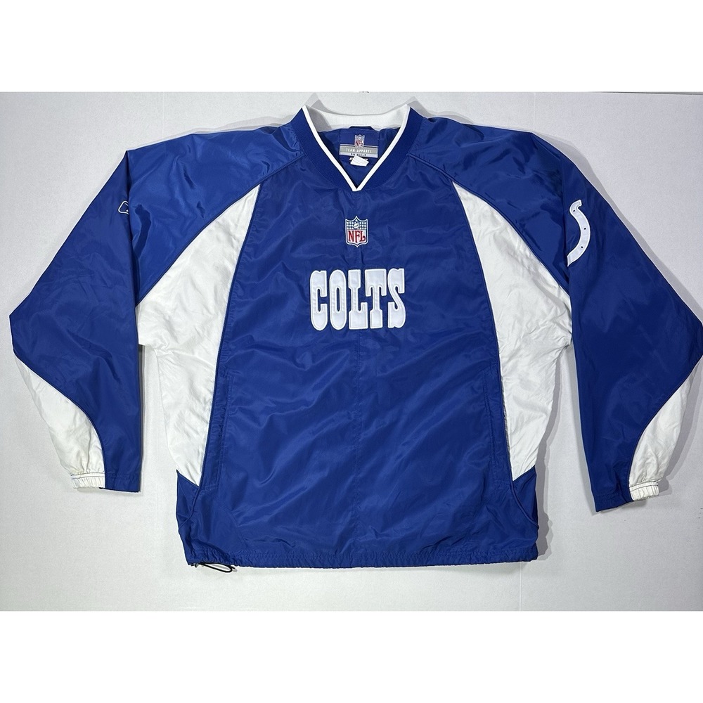 Vintage Reebok NFL Colts Pullover Jacket Men's‎ L Blue White Team Apparel